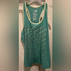 The North Face Teal Tank Top with Cream Trim and Triangular Designs Size XL